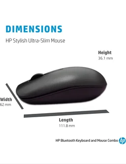 HP Stylish Ultra-Slim Design Bluetooth Keyboard and Mouse Set with Enhanced Multimedia Experience & Spill Resistance Technology and Supports Windows 8/10 Android 5.0+ MAC OS 9.0+ Apple iOS 13+ (Black) - 10AM-08PM