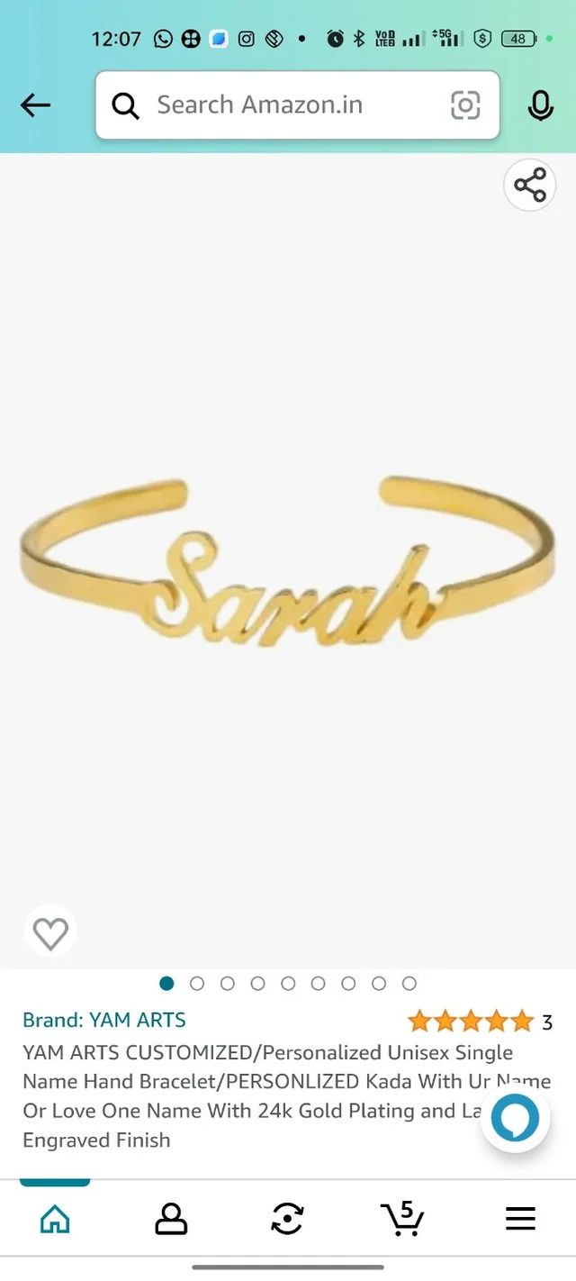 YAM ARTS CUSTOMIZED/Personalized Unisex Single Name Hand Bracelet/PERSONLIZED Kada With Ur Name Or Love One Name With 24k Gold Plating and Laser Engraved Finish - Delivery - 7 To 8 Working Days
