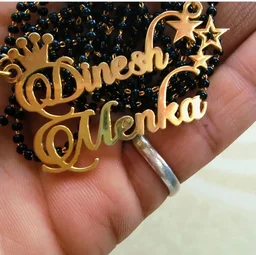 Brand: YAM ARTSYAM ARTS / Customized/Personalized Infinty Double Name Pendant with Heart Mangalsutra/Necklace/Mangalsutra With Ur Name Or Love One Name With 24k Gold Plating and Laser Finish - Delivery - 7 To 10 Working Days