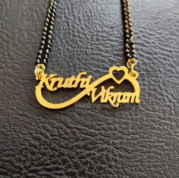 Brand: YAM ARTSYAM ARTS / Customized/Personalized Infinty Double Name Pendant with Heart Mangalsutra/Necklace/Mangalsutra With Ur Name Or Love One Name With 24k Gold Plating and Laser Finish - Delivery - 7 To 10 Working Days