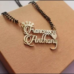 Brand: YAM ARTSYAM ARTS / Customized/Personalized Infinty Double Name Pendant with Heart Mangalsutra/Necklace/Mangalsutra With Ur Name Or Love One Name With 24k Gold Plating and Laser Finish - Delivery - 7 To 10 Working Days