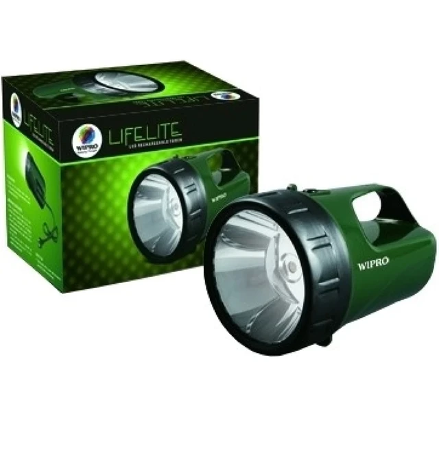 Wipro Lifelite Rechargable Torch with 2 step dimming| 3000 mAh Battery | 10 Hrs Back Up | Bright Output with 5w LED Light | Long Range LED Torch for Outdoor activities, Home, Camping, Hiking | Pack 1