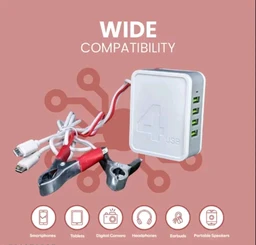 TP TROOPS 3.1A 4USB-IN-1 DC Mobile Charger DC Input 4 in 1 Mobile Charger DC Battery Mobile Charger - White