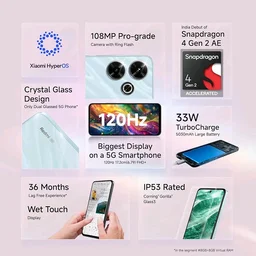 Redmi 13 5G Prime Edition, Hawaiian Blue, 8GB+128GB | India Debut SD 4 Gen 2 AE | 108MP Pro Grade Camera | 6.79in Largest Display in Segment - blue, 8GB/128GB