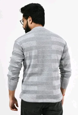 Men Round Neck Full Sleeve Woolen Pullover Winter Sweaters for Winter - Light gray, L