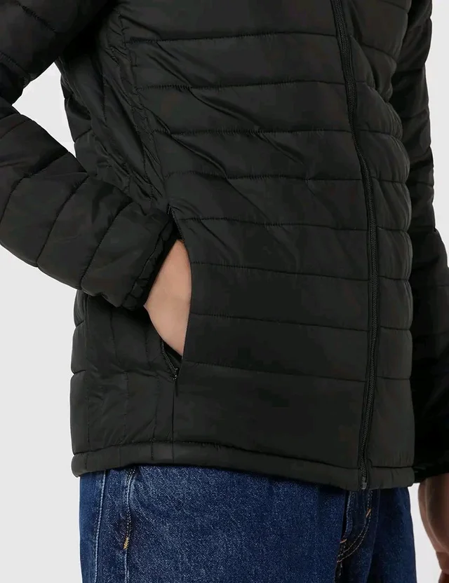 Qube By Fort Collins Men's nylon Standard Length Regular Fit Quilted Bomber Jacket - Winter Warm, Insulated, Ribbed Cuffs, and Stylish Design - M