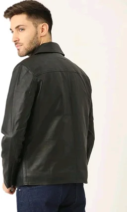 Leather Retail Men's Black Solid Jacket - S, Black