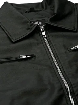Leather Retail Men's Black Solid Jacket - S, Black