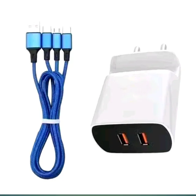 3 In 1 Cable+3.0A Fast Charger Cord Dual Port