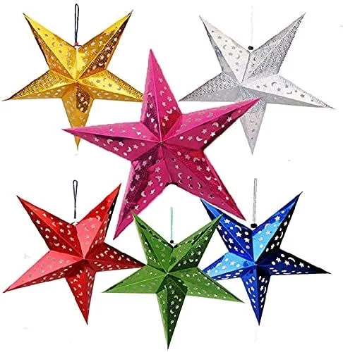 BIG BOX Paper Star 5 Multi Lantern Lampshade, 3D Handmade Large Pentagram for Christmas - Bokajan Area