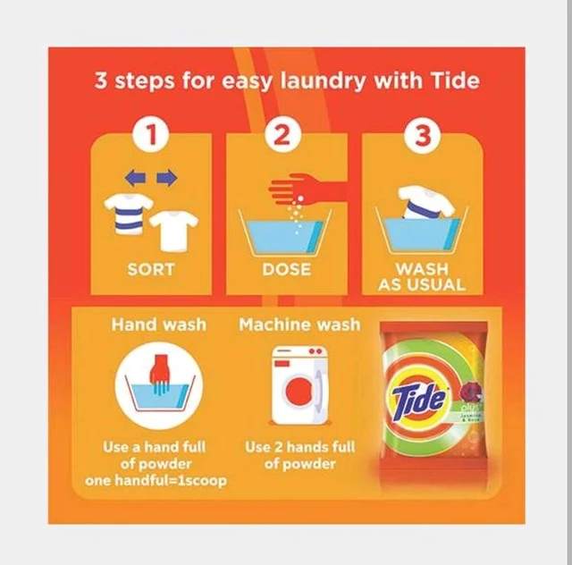 Tide Jasmine & Rose Detergent Powder - Bokajan, 500 g