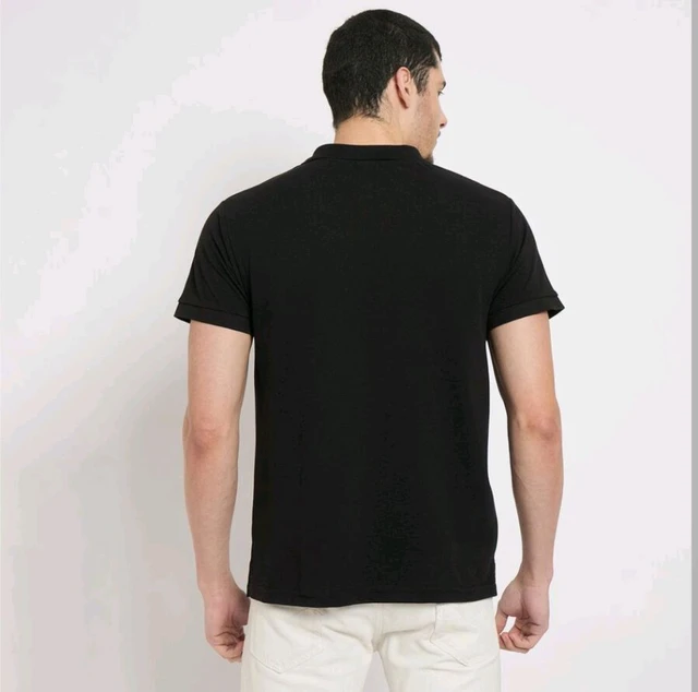 Brink Men's Collared Half Sleeves T-shirt - Black, S