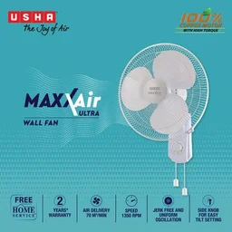 USHA Maxx Air Ultra with 2 Year Warranty 400 mm Wall Fan - White, Bokajan