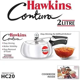Hawkins Contura 1.5L Aluminium Inner Lid Pressure Cooker (Silver) - White, 1.5