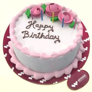 Birthday Cake With Stylish Rose - 0.5, Magenta / Fuchsia