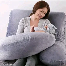 FAMVELS Ultra Soft Cotton Hollow Fibre J Shaped Maternity Pillow