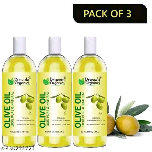 DRAVIDA ORGANICS Pure Cold Pressed Olive Oil 100ml - Pack Of 3