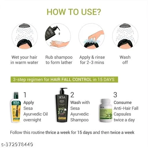 SESA Ayurvedic Medicinal Shampoo For Hair Fall Control 200ml - 500ml