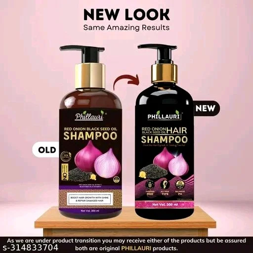 PHILLAURI Red Onion Black Seed Oil Hair Shampoo - 300ml × 2 Pack - 600ml