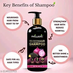 PHILLAURI Red Onion Black Seed Oil Hair Shampoo - 300ml × 2 Pack - 600ml