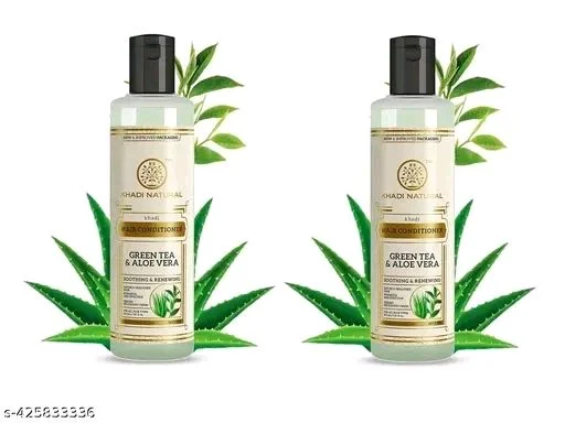 KHADI NATURAL Green Tea & Aloe Vera Hair Conditioner 450ml - Pack Of 2