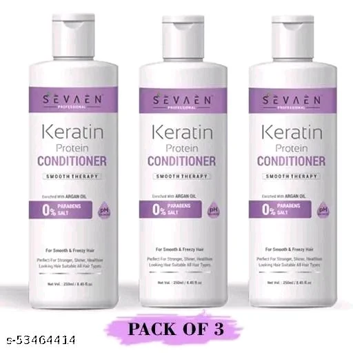 SEVAEN PROFESSIONAL Keratin & Argan Oil Smooth Therapy Conditioner- Pack Of 3 X 250ml - 3X250ml
