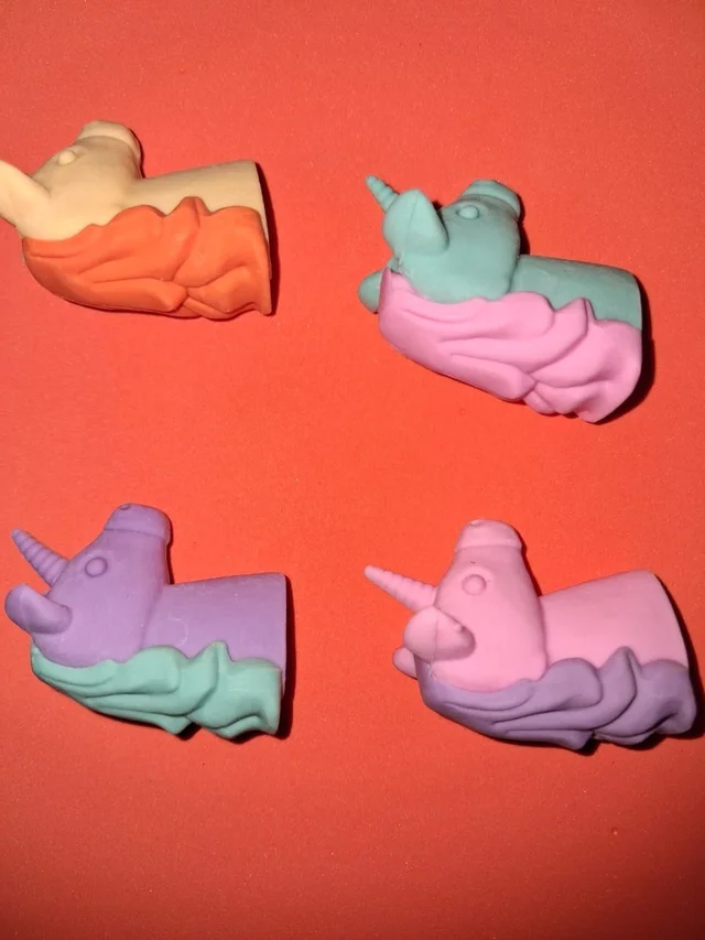 Unicorn Fancy erasers Pack of 4 - All Four Colours