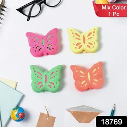 Butterfly Shape Eraser Rubber ( 5 Pc / Mix Colour & Design) - Multi Color, Multi