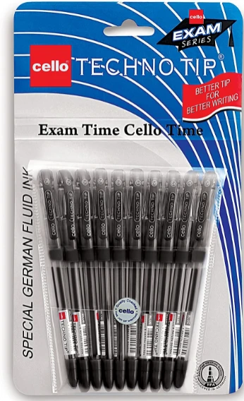 Cello Techno Tip Blac Pen Pack of 10