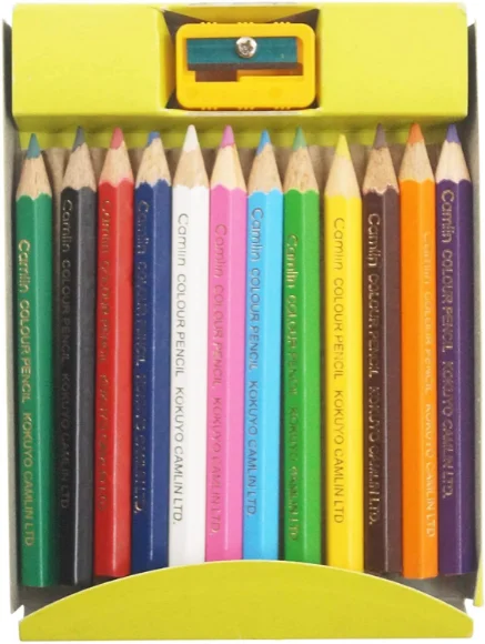 Camlin Kokuyo Half Size Color Pencil with Sharpener - 12 Shades