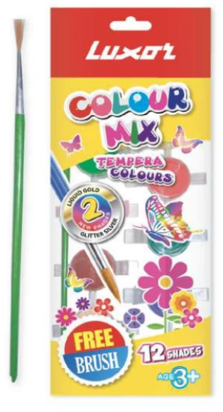 Luxor Tempra Colours with 12 Shades, Paint Brush