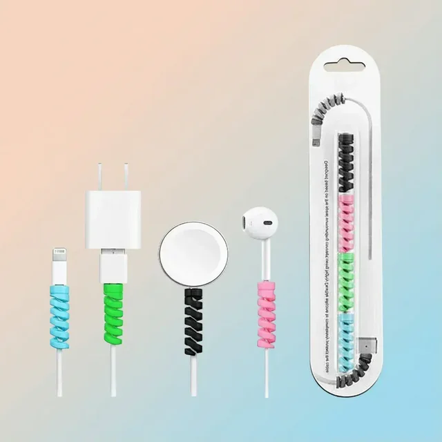 Spiral Charger Spring Cable Protector Data Cable Saver (Pack of 3)
