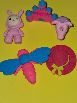 Novelty erasers in various fun shapes pack of Five