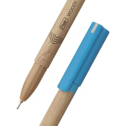 FLAIR Woody 0.7mm Ball Pen Box Pack of 10 | Attractive Woody Design - Blue and Black