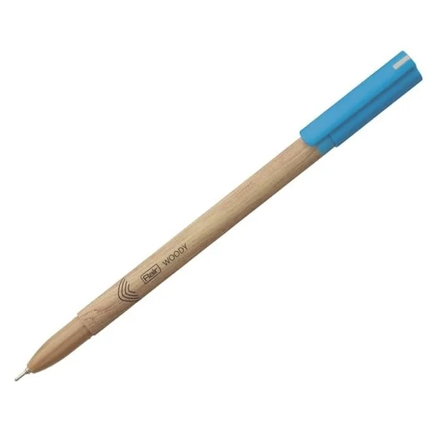 FLAIR Woody 0.7mm Ball Pen Box Pack of 10 | Attractive Woody Design - Blue and Black