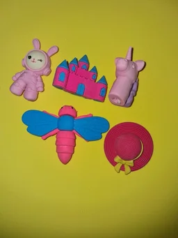 Novelty erasers in various fun shapes pack of Five
