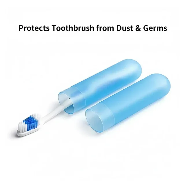 Plastic Hygienic Toothbrush Travel Portable Case Pack of 2( Two) - Blue, Blue