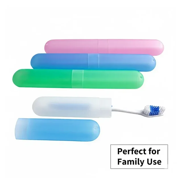 Plastic Hygienic Toothbrush Travel Portable Case Pack of 2( Two) - Blue, Blue