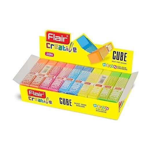Flair Creative Series Cube Erasers(Pack of 10) - Multi Color