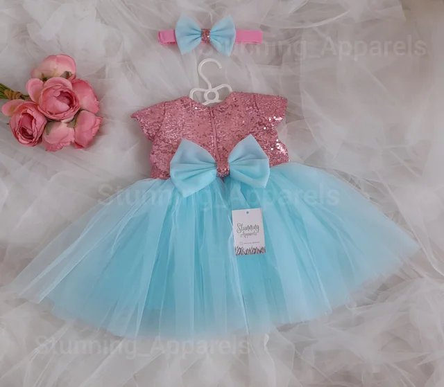 Cape Sleeves Sky Blue Partywear Frock 