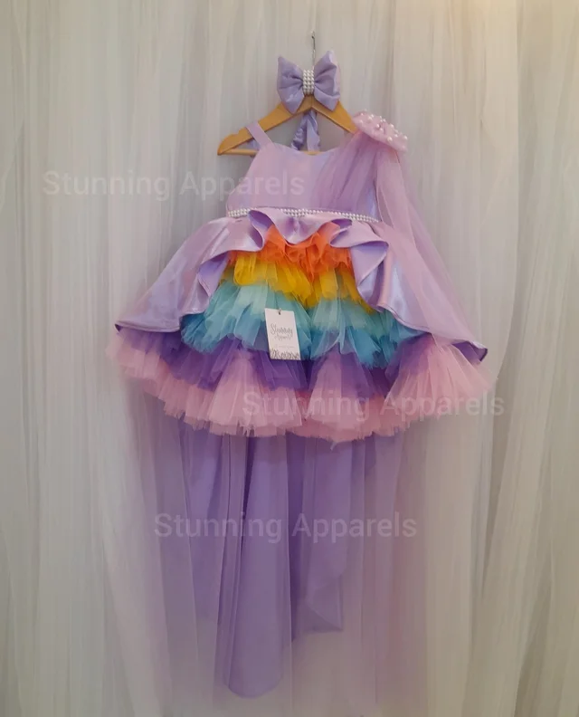 Designer High-low Multi Color Partywear  Frock 