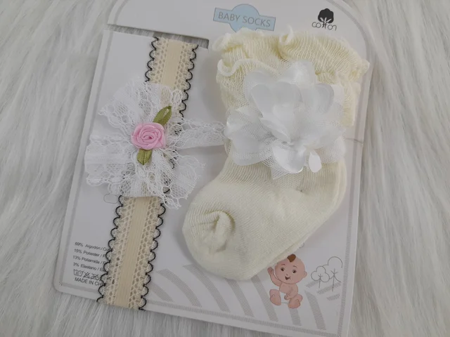 Cute Baby Socks And Headband (0-9 Months )