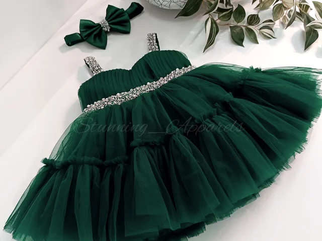 Sweetheart Neckline Ruffled Hand Work Party Wear Dress 