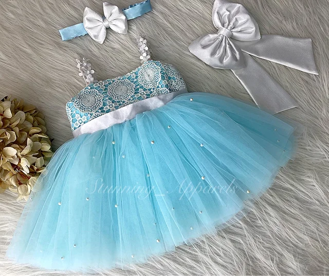 Stylish And Cute Party Wear Sky Blue Dress 