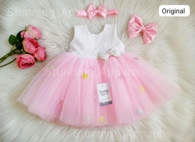 Multi Color Flowers Work Partywear Frock