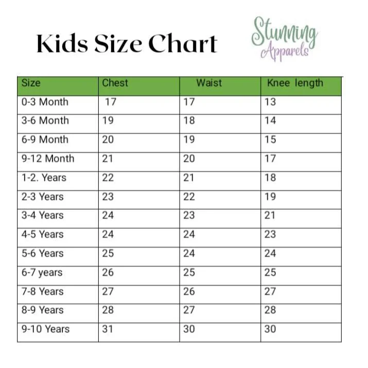 Size Chart For Dresses 