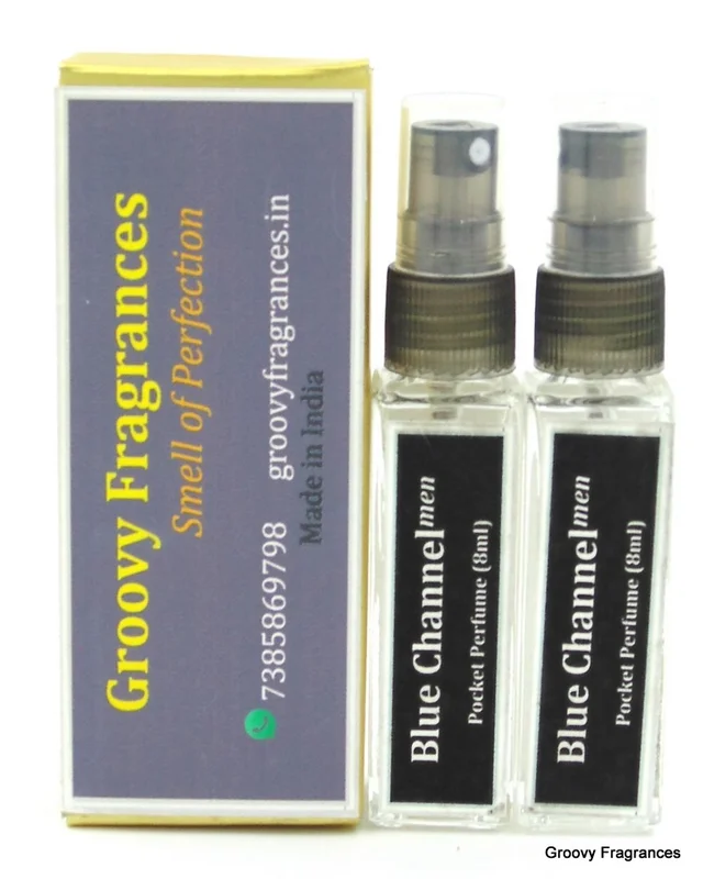 Groovy Fragrances Blue Channel Long Lasting Pocket Perfume 8ML (Pack of 2) | For Men | By Groovy Fragrances - 8ML