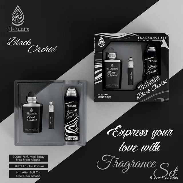 Al Nuaim Black Orchid Fragrance Set 3 In 1 - 200ML+100ML+6ML