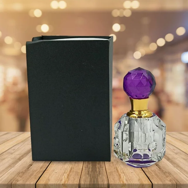 Groovy Fragrances Exclusive Designer Crystal Empty Attar Bottle 6ml with Box - D1-Purple