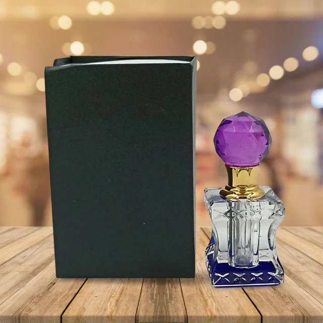 Groovy Fragrances Exclusive Designer Crystal Empty Attar Bottle 6ml with Box - D2-Purple
